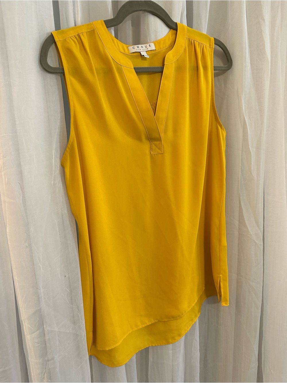 Chaus Sleeveless Split-Neck Camisole in Mustard Yellow